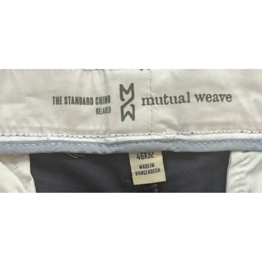 Mutual Weave  Size 46 x 32 Standard Chino Relaxed Navy Blue Pants Big & Tall